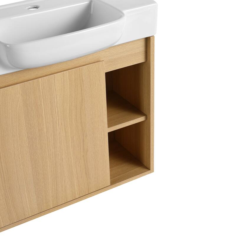 Beingnext 24"/28" Bathroom Vanity with Sink, Floating Bathroom Vanity with Soft Close Door and Shelf