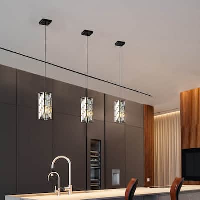 4" Modern Crystal Pendant Light - 3 Pack, Adjustable Hanging Ceiling Lamp with Crystal Prism Design for Dining Room, Kitchen