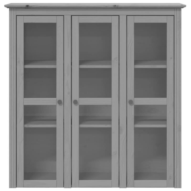 vidaXL Cabinet Storage Book Cabinet with Glass Doors BODO Solid Wood Pine - 45.5" x 14.6" x 47.6"
