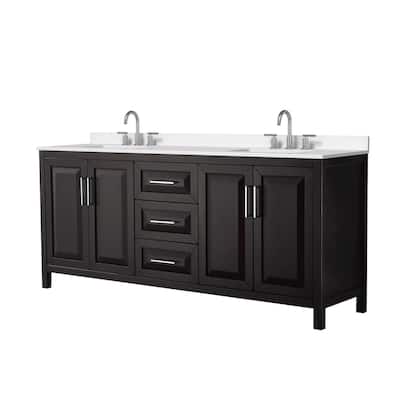 Daria 80-inch Double Vanity, 3 Hole Quartz Top