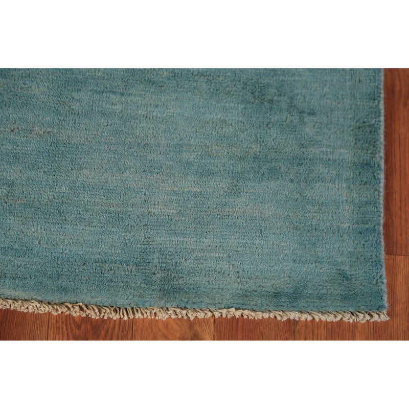 Modern Aqua Gabbeh Oriental Area Rug Handmade Wool Carpet - 5'7" x 7'9"