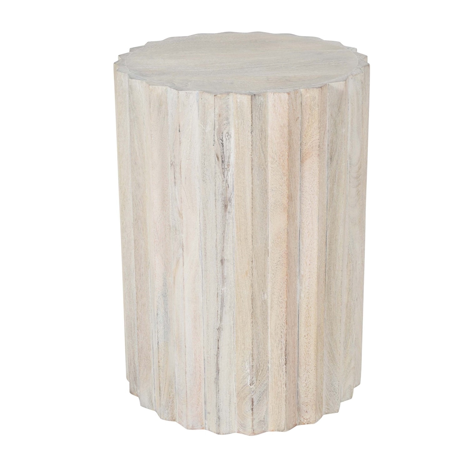 White Sand Tall Mango Wood Round Side Table