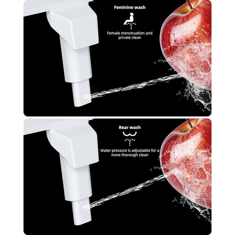 Dual Nozzle Bidet Attachment for Toilet, Self Cleaning Water Sprayer