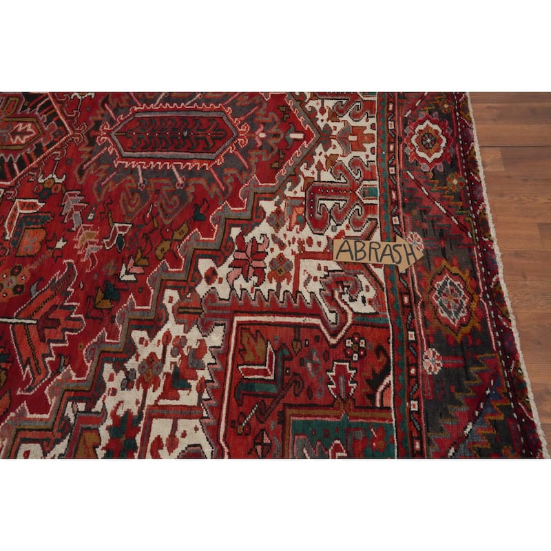 Hand Knotted Oriental 100% Wool Carpet Traditional Medallion Red Heriz Area Rug - 12' 9'' X 10' 0''