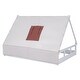 preview thumbnail 6 of 16, White and Brown Full Size Wooden Tent Bed with Fabric, Platform with Fence and Roof