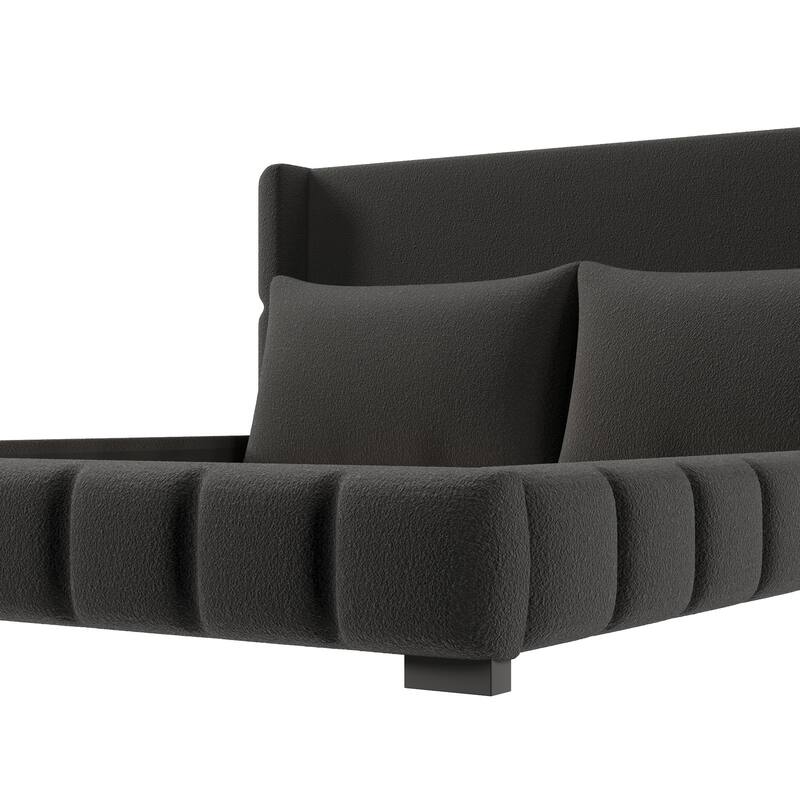 Upholstered Platform Bed with 2 Cushioned Pillows by Harper&Bright Designs