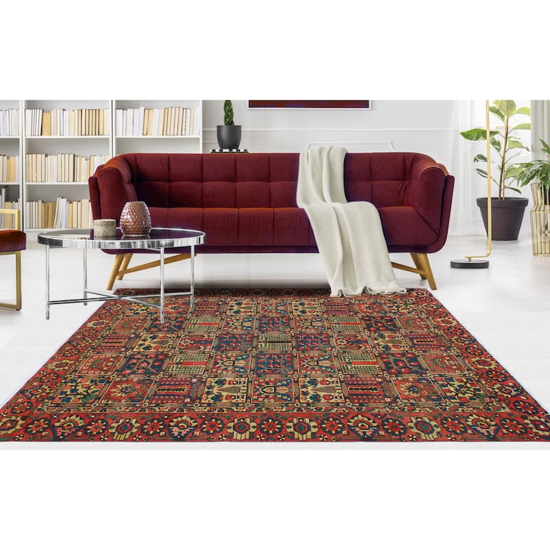 Fine Vintage Distressed Rizagul Red/Beige Rug - 6'8" x 9'6"