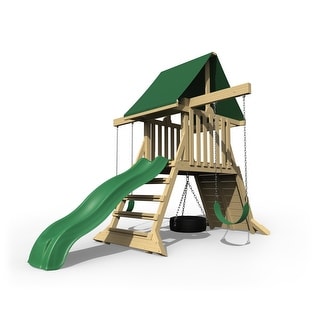 five star ii space saver cedar swing set