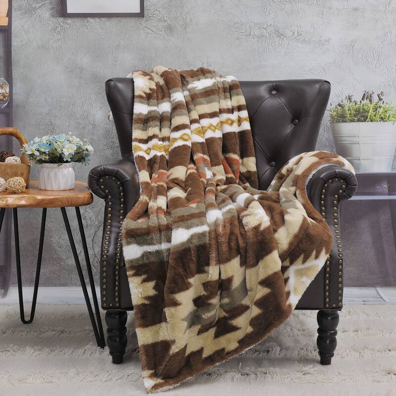 Fauxfur Southwest Throw with Sherpa Backing