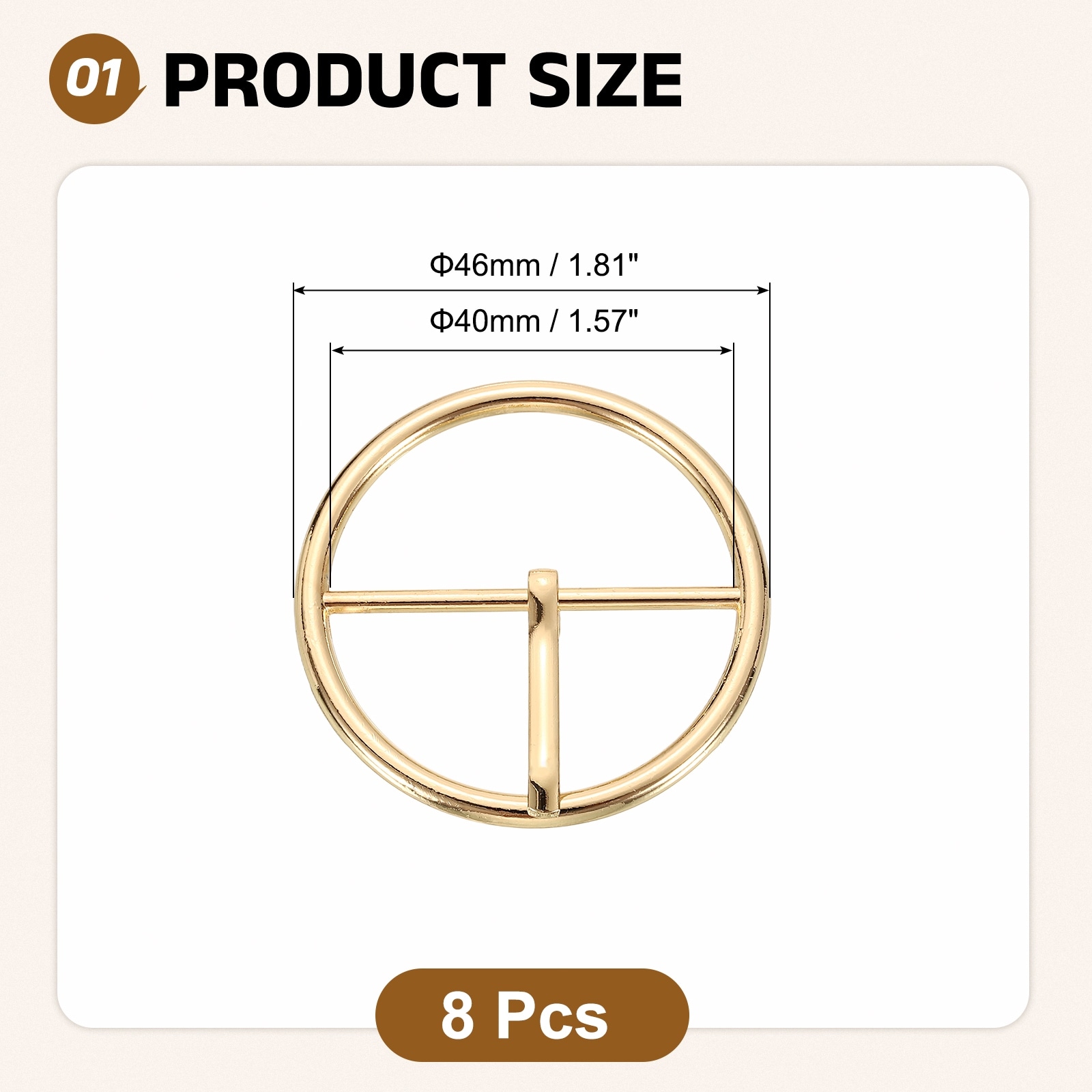 8Pcs Single Prong Belt Buckle, 0.9", 1.1", 1.3", 1.5", 1.7" Adjustable Round Roller Buckles for Purse Bag Leather