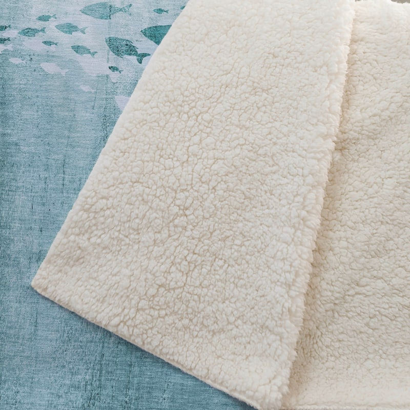 Premium Machine Washable Modern Sea Life Sherpa Throw Blanket