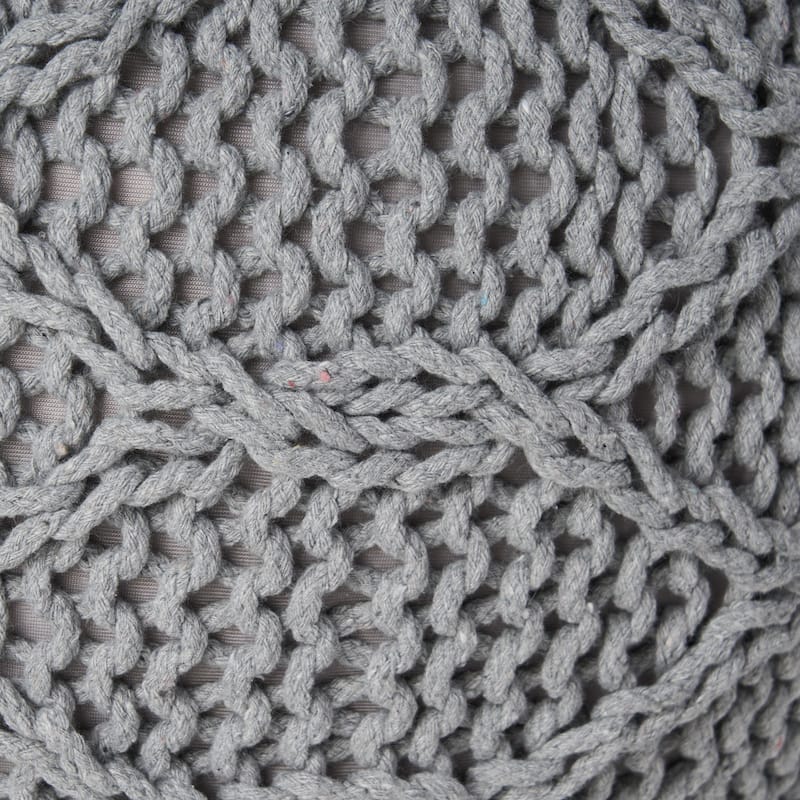 Morven Modern Knitted Cotton Round Pouf by Christopher Knight Home
