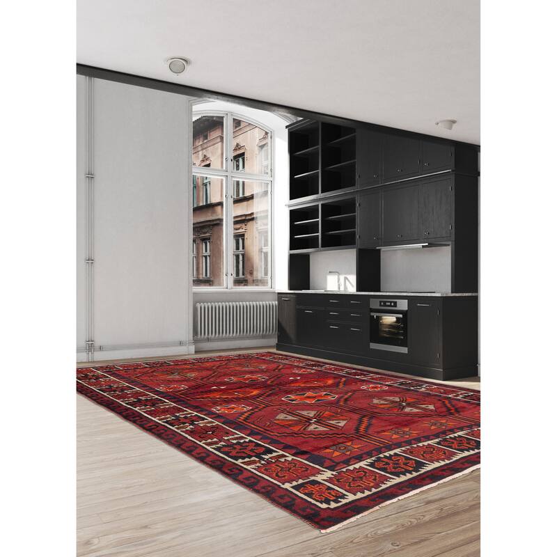 ECARPETGALLERY Hand-knotted Melis Vintage Dark Red Wool Rug - 6'0 x 7'4
