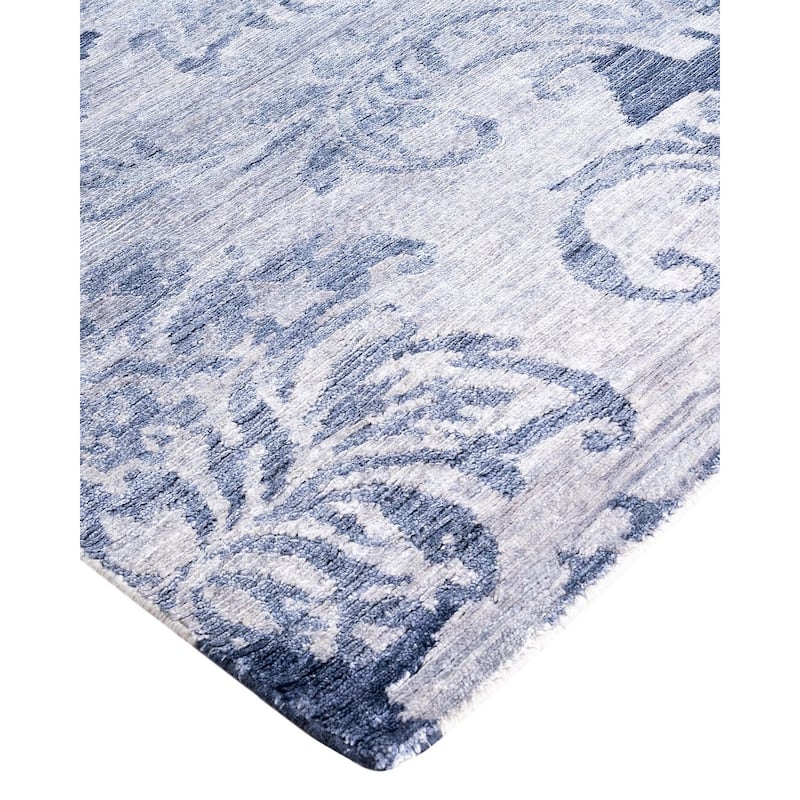 Modern One-of-a-Kind Handmade Area Rug, Blue - 9' 0" x 12' 1"