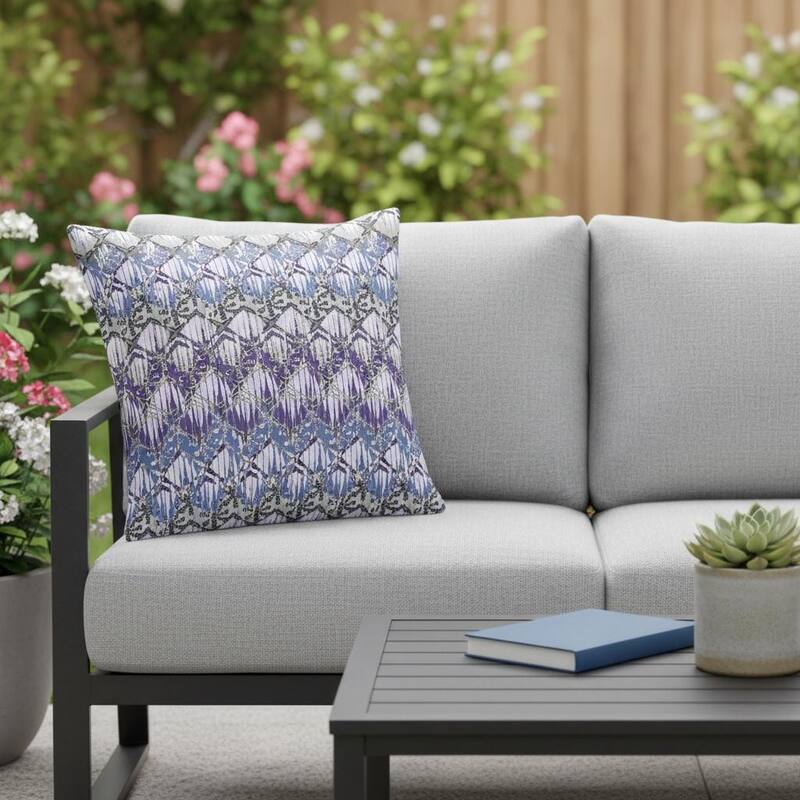 HomeRoots Set of Two 16" X 16" Gray and Purple Geometric Indoor Outdoor Throw Pillow - 16.00' X '16.00' X '5.00 - Purple/Gray - 16.00' X '16.00' X '5.00