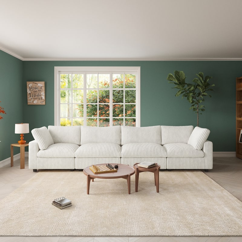 157.48" Soft Plush Modular Sectional Sofa 4-Seater Upholstered Living Room Couch