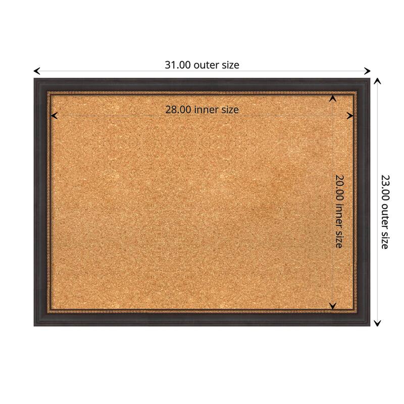 Ashton Black Wood Framed Natural Corkboard Bulletin Board, Organization Board, Pin Board - Board Size 28x20