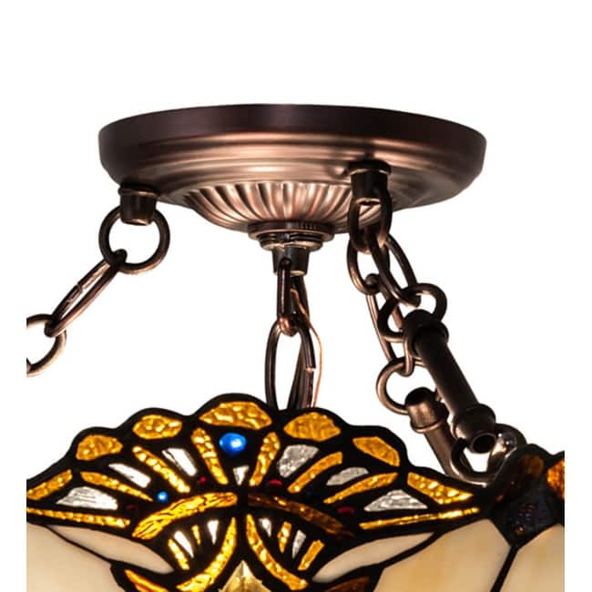 Meyda Tiffany 218495 Shell and Jewels 3 Light 16" Wide Semi-Flush