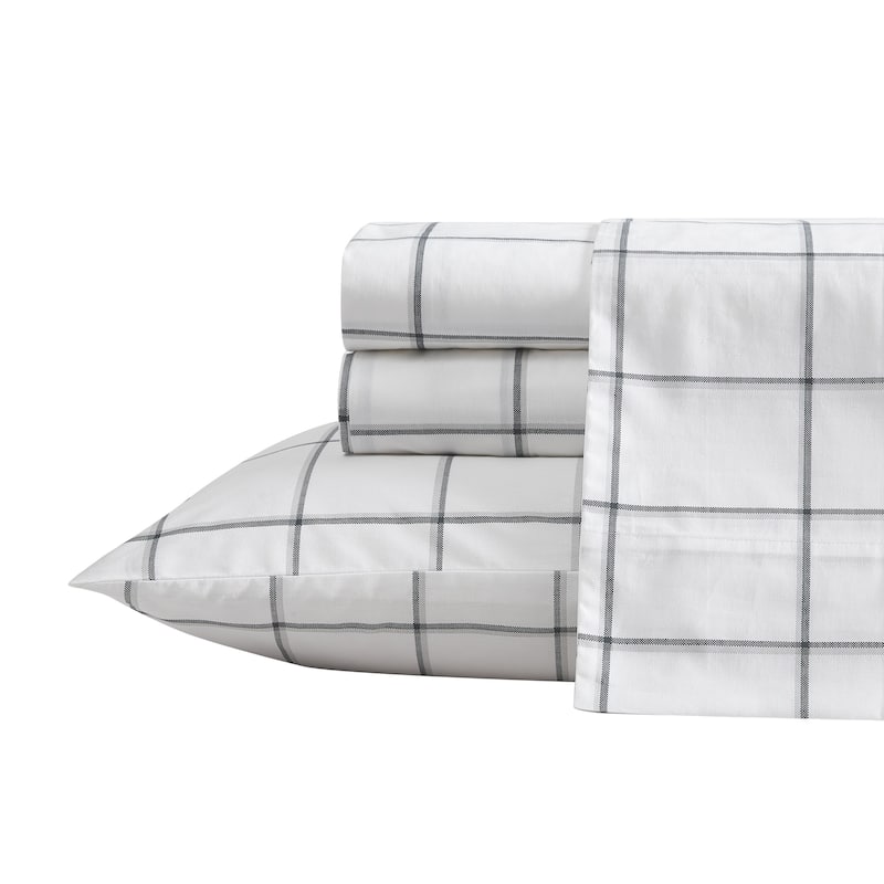 Nautica Cotton Percale Deep Pocket Bed Sheet Sets - Twin - Plot Black