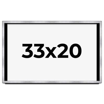 33x20 Shadow Box Frame Silver | 1.375 Inches Deep Real Wood