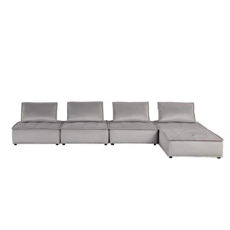 Anna Velvet 5 Pc Sectional Sofa Ottoman