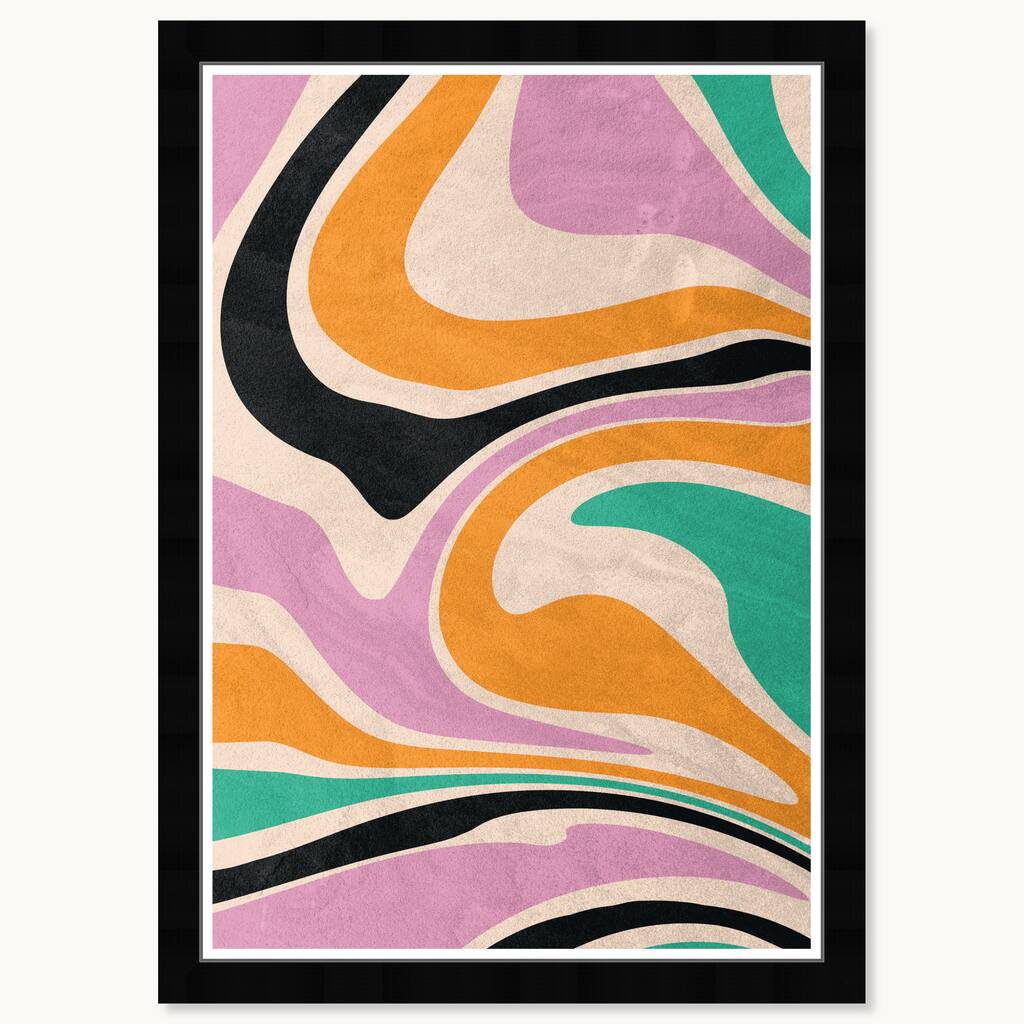 Wynwood Studio Flowing Tide Framed Retro Colorful Abstract Prints