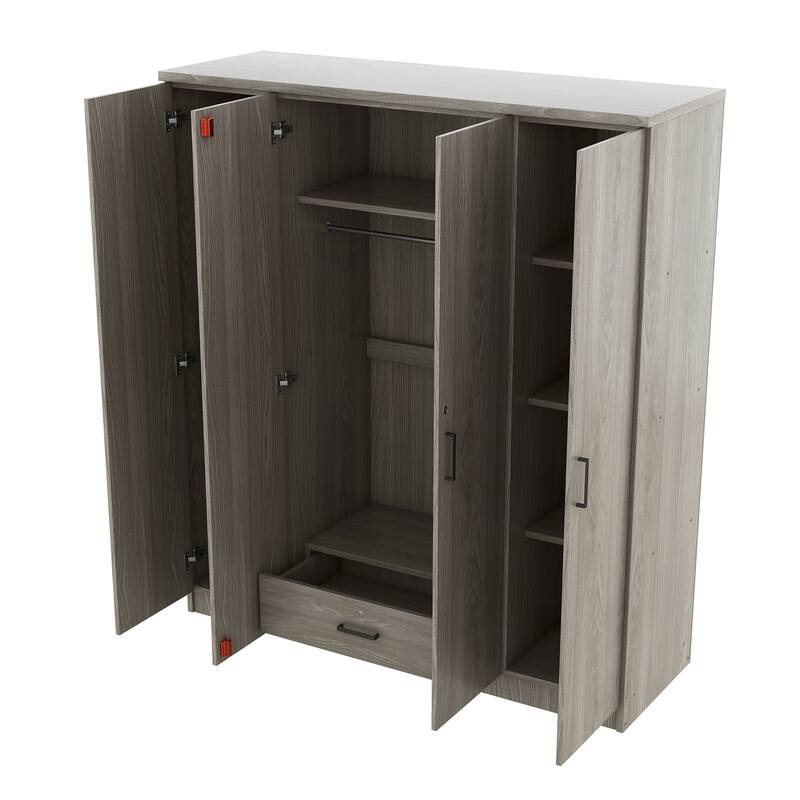 4-Door Wardrobe with 1 Drawer - N/A