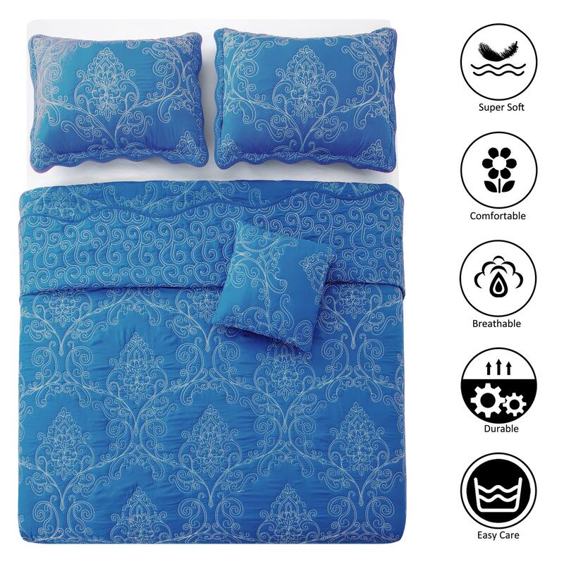 Serenta Damask Oversized 4-piece Bedspread Set