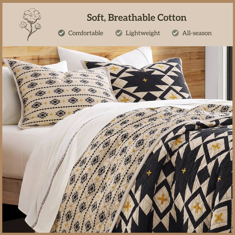 Paseo Road High Desert Aztec Southwestern Rustic Bedding 3 Piece Quilt Set