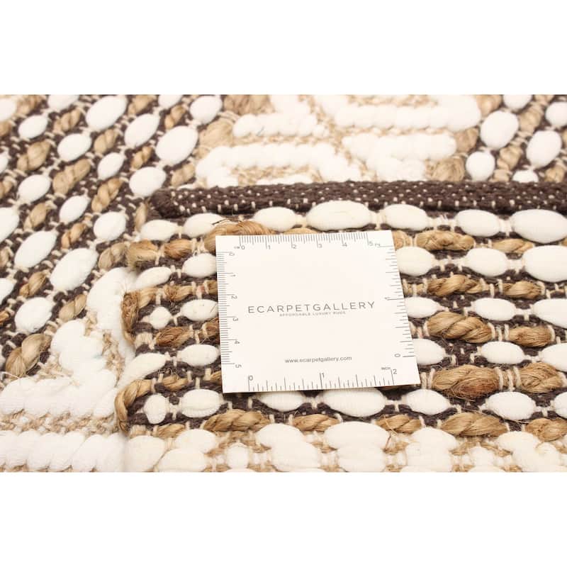 ECARPETGALLERY Flat-Weave Palas Denizli Ivory Jute Kilim - 5'8 x 8'1
