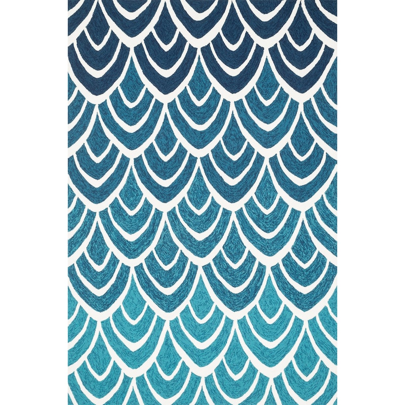 Alexander Home Capri Modern Waves Hand-hooked Indoor/ Outdoor Rug