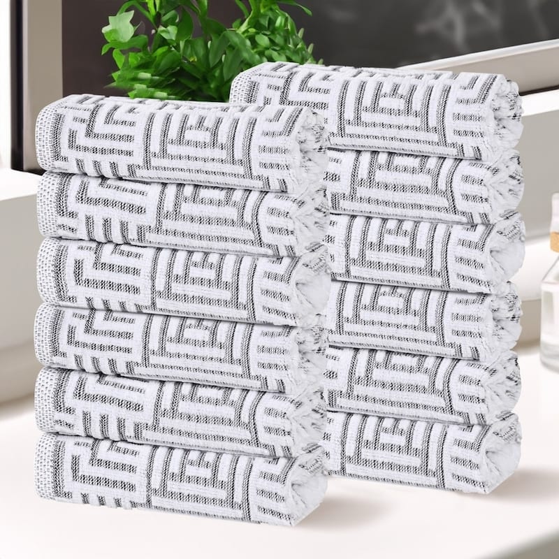 Superior Jasper Cotton Modern Jacquard Face Towel Washcloth Set of 12