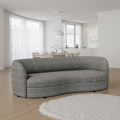 Srey Sofa, 84 Inch, Charcoal Gray Boucle, Smooth Curved Kidney Shape