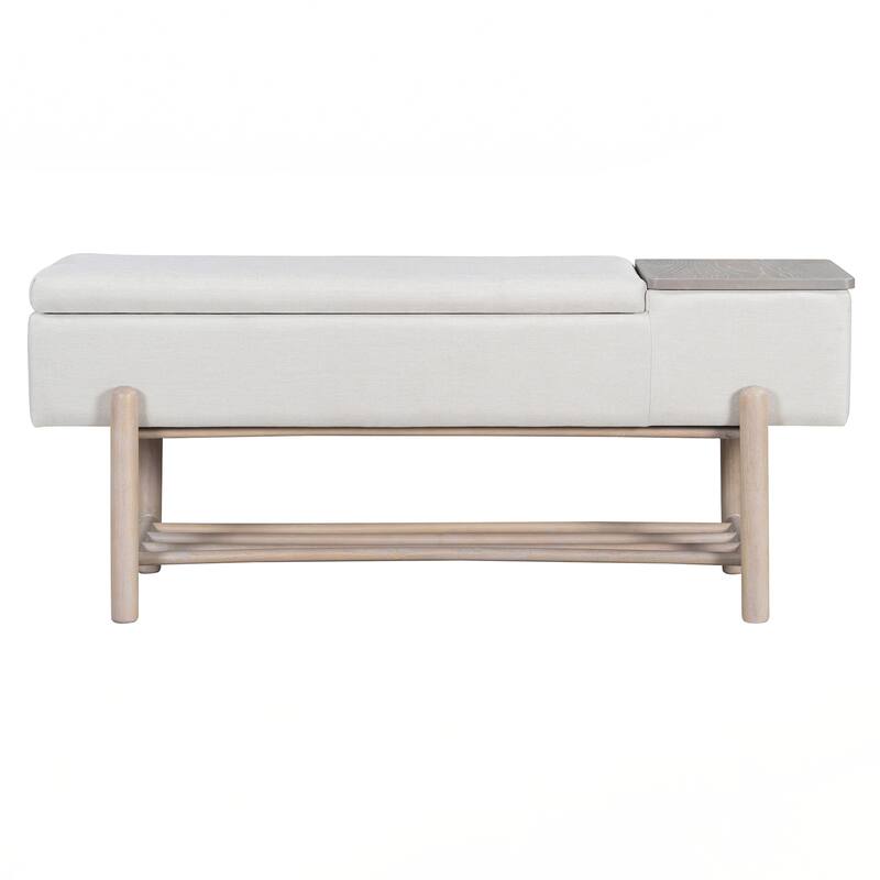 Farmhouse Upholstered Storage Bench with Hidden Compartment, Modern Entryway Bench for Living Room, Entryway