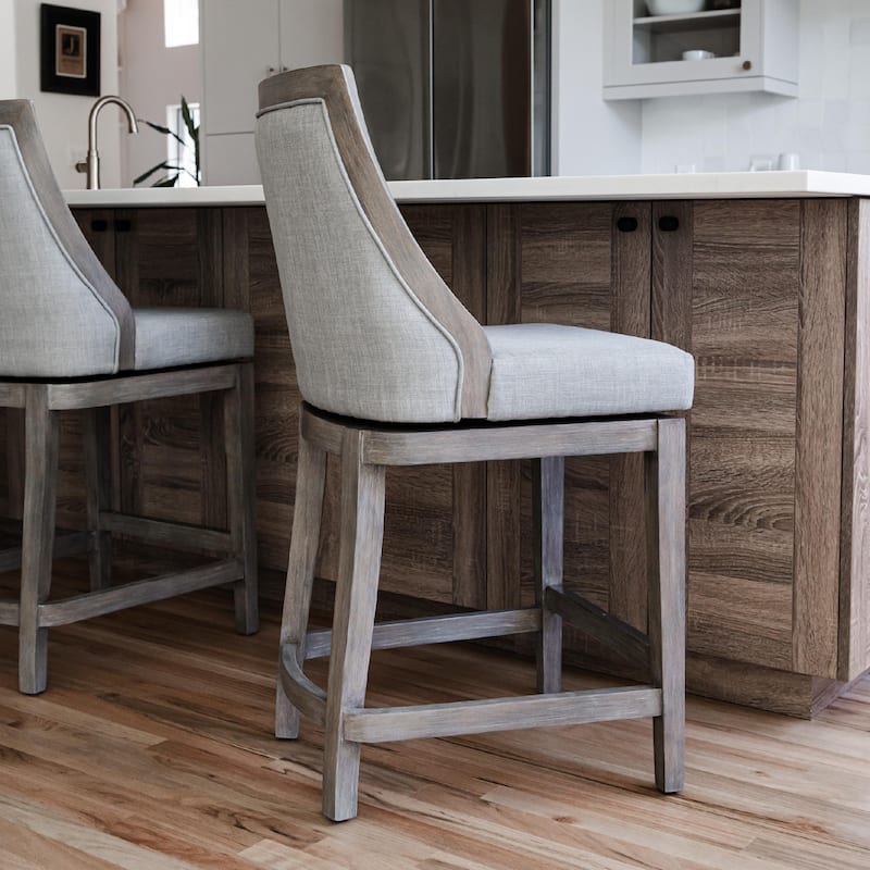Maven Lane Vienna Swivel Kitchen Stool - Reclaimed Oak - Counter Height