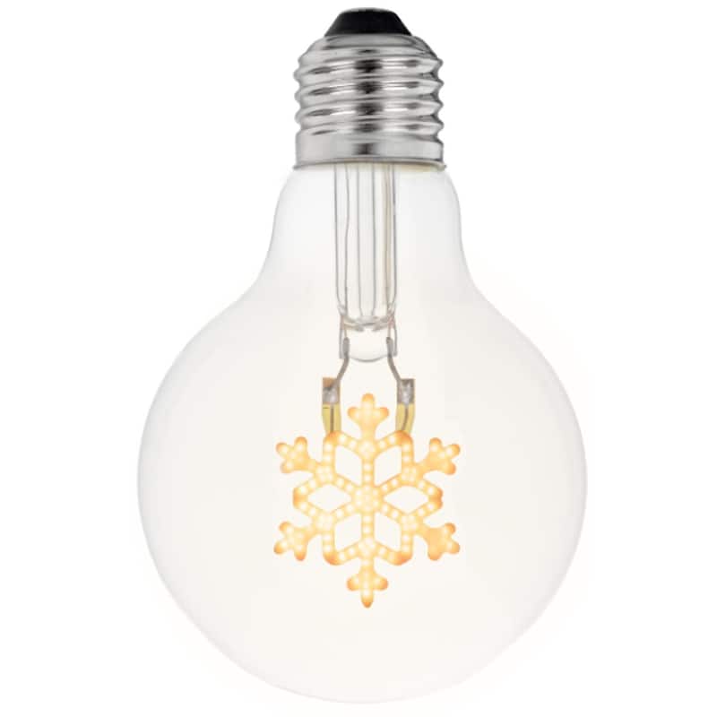 Festive Living LED Christmas Snowflake Decorative Filament Bulb G80 Globe E26 Base 1W Clear Glass 1pk - String Lights - Clear
