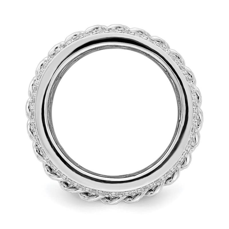 Curata 925 Sterling Silver Rhodium Plated CZ Cubic Zirconia Spinning Chain Center Ring
