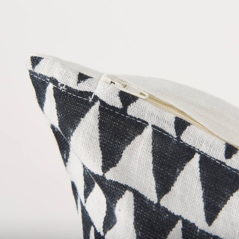 Jolie Cream w/ Black Print Linen Square Decorative Pillow Cover