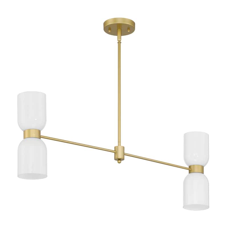 Shuman 4-light Dimmable Linear Chandelier Modern Gold Island Pendant - 33 inches
