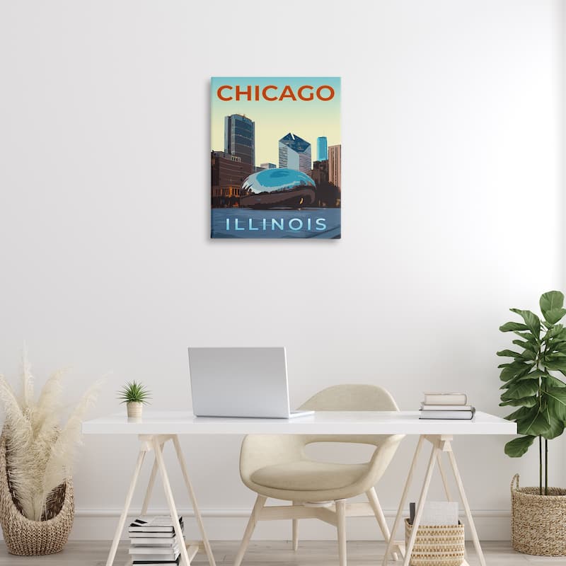 Stupell Chicago Bean Landmark Canvas Wall Art Design By Victoria Barnes