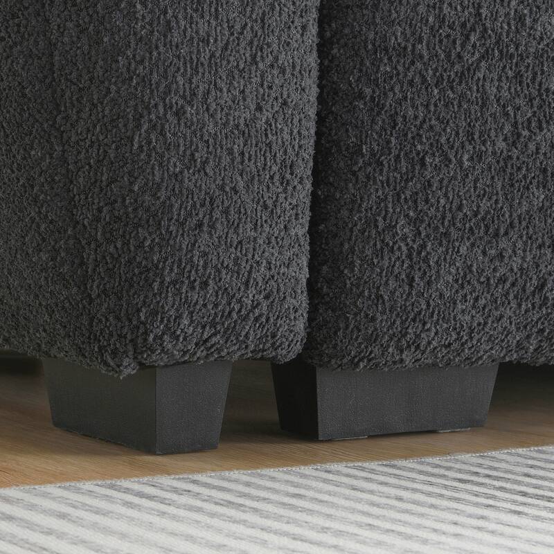 110" Modular L-Sectional - Boucle Fabric, Pull-Line Design, Movable Ottoman, 3 Color Options