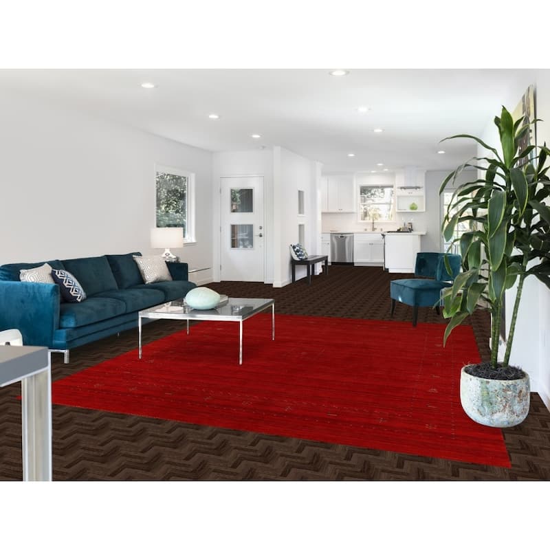 Hand Knotted Oriental 100% Wool Carpet Tribal Tribal Red Gabbeh Area Rug - 9' 5'' X 8' 1''