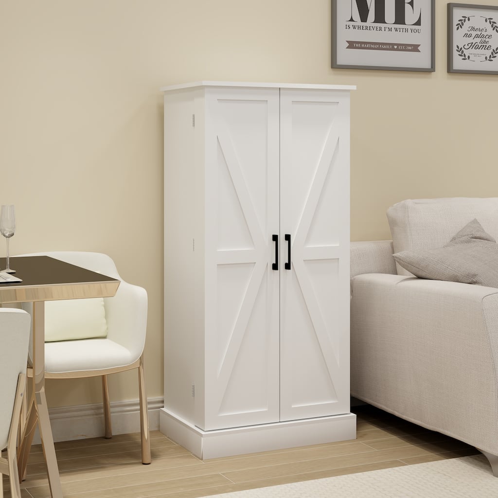 Anmytek 50" White LED Kitchen Pantry Cabinet Freestanding Storage Sideboard