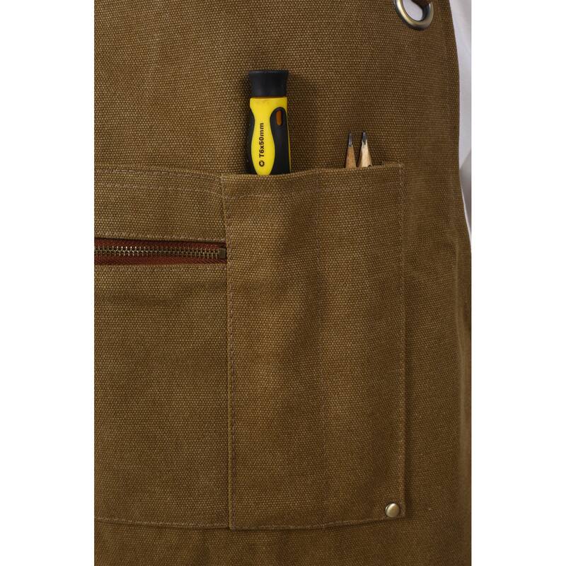 Anmytek Heavy Duty Canvas Work Apron with Pockets for Woodworking Gardening BBQ Men Women