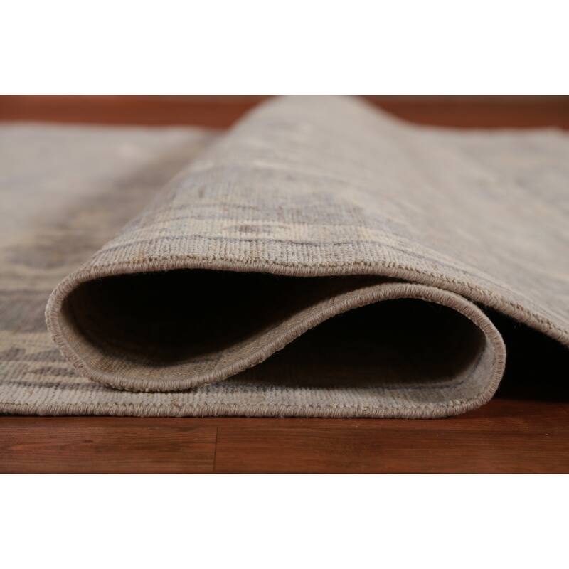 Hand Knotted Oriental 100% Wool Carpet Transitional All-Over Beige & Ivories Oushak Area Rug - 12' 1'' X 9' 1''