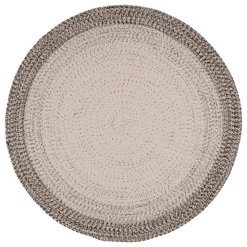 SAFAVIEH Handmade Braided Eiry Washable Indoor/Outdoor Rug - Weather Resistant & Easy Cleaning - 5' Round - Ivory/Grey