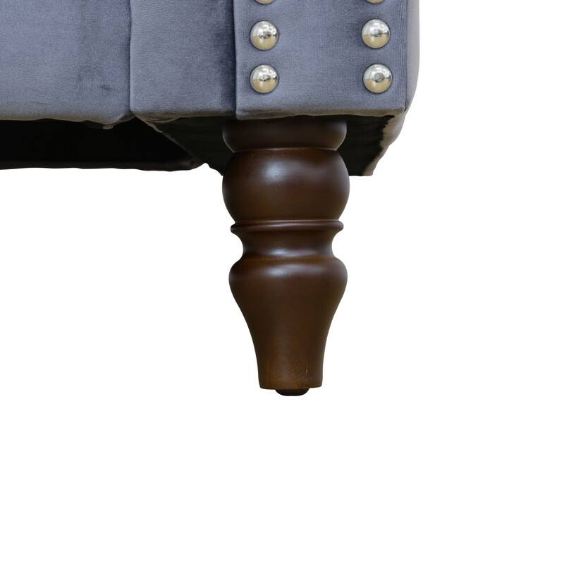 Modern Upholstered Single Sofa with Ergonomic Back & Solid Wood Legs