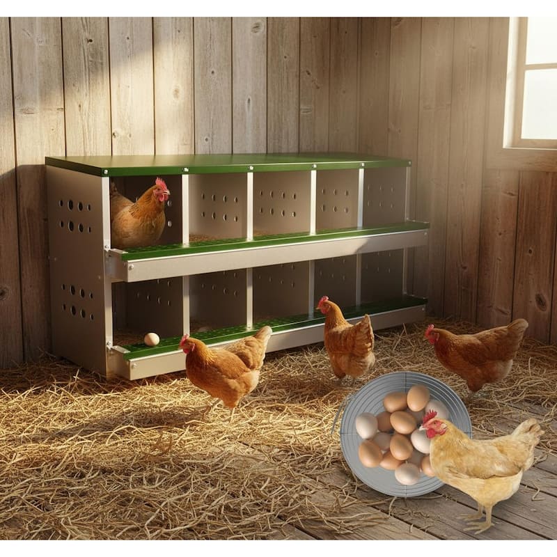 Chicken Nesting Boxes, with 10 Compartment - Green