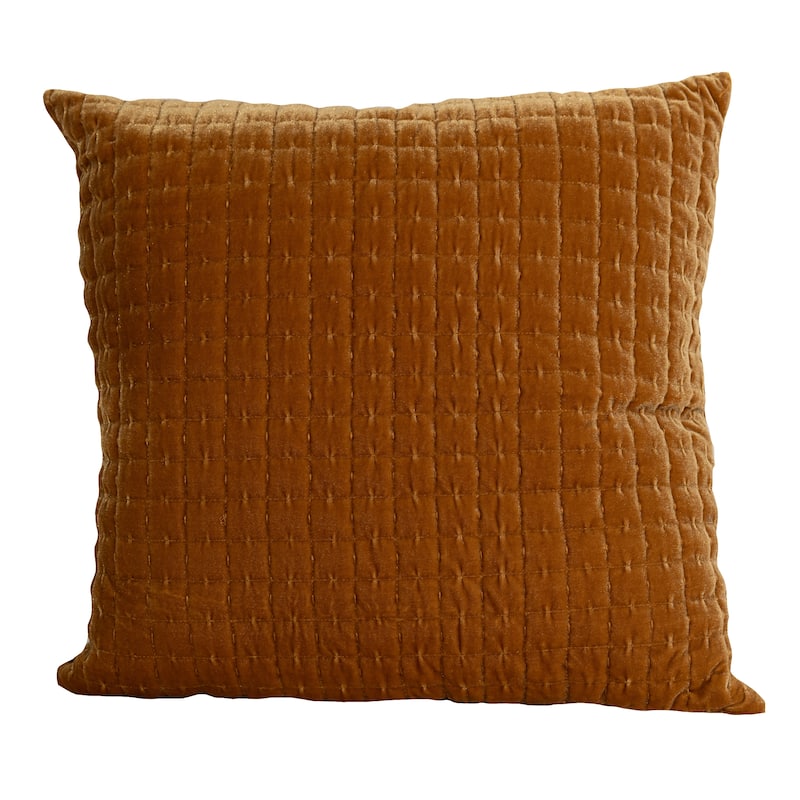 Layla Quilted Velvet Accent Pillow Cushion 18x18 Grey