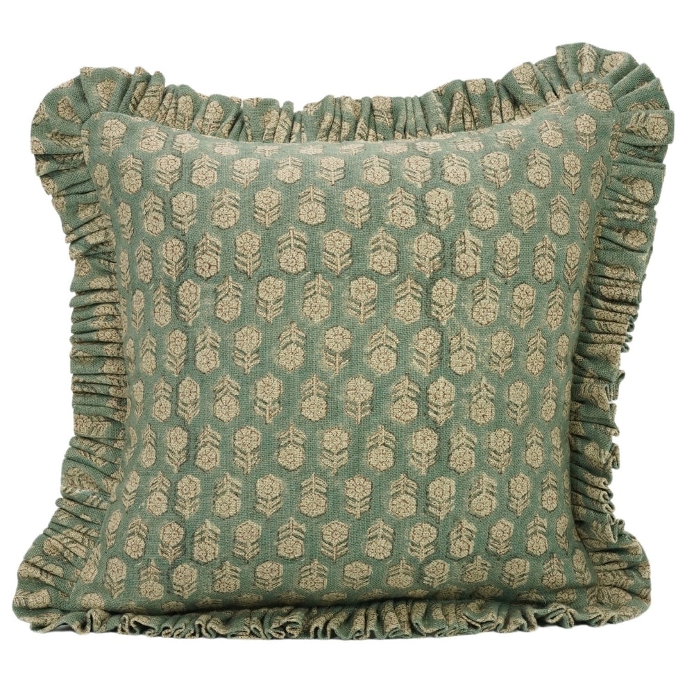 Living Room Green Frill Pillow Cover By Fabdivine - Tulsibutti